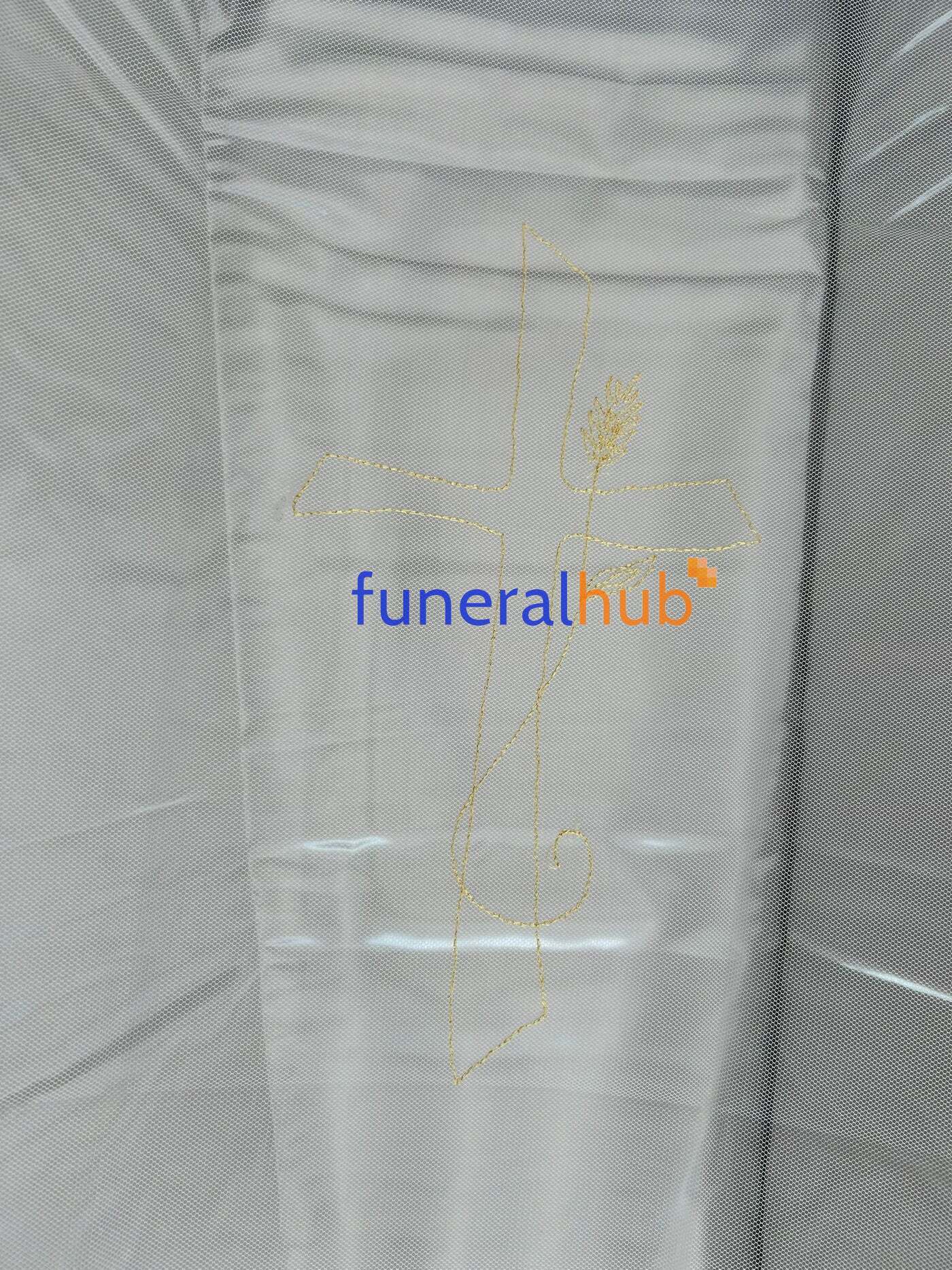 velo con croce di pizzo e bordino in raso champagne AFVLC11